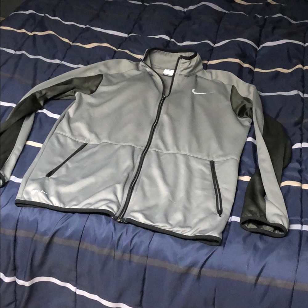Nike gray and silver dri fit track jacket